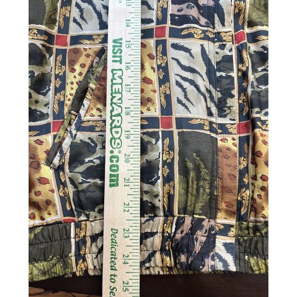 NWOT Vintage 80s 90s Cheetah Leopard Animal Print Silk Full Zip Bomber Jacket L - Picture 6 of 11